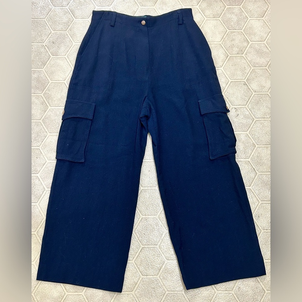 Women’s 10 Lauren Ralph Lauren Blue Worsted Wool Cargo Pants
